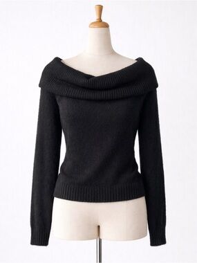 H&M Divided Black Off-Shoulder Ribbed Sweater